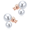 Charming Two Pearl Cluster Silver Ear Stud STS-5260